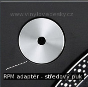 RPM adaptér,středový puk,středový adaptér.Kolečko na desky s 45 RPM,78 RPM otáček za minutu