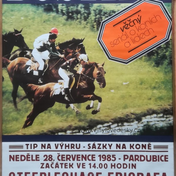 Plakát koně-koní, Steeplechase Epigrafa 1985, Pardubice