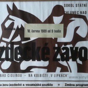 plakát jezdecké závody koní, Chlumec nad Cidlinou, 1989, jezdecké a vozatajské soutěže