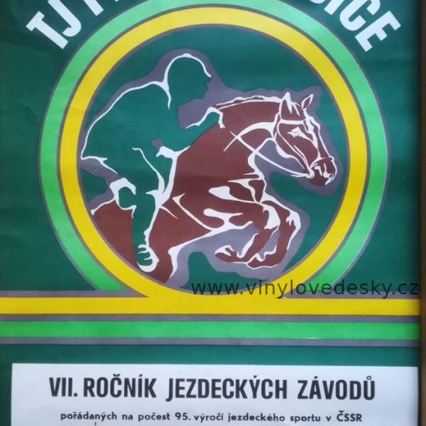 Plakát koní.Jezdecké závody v jízdě na koni-Plzeň-Radčice-1986.17-7 ročník-skokové soutěže Z,ZL,L, a Mini Max-koně-skoky-závody.